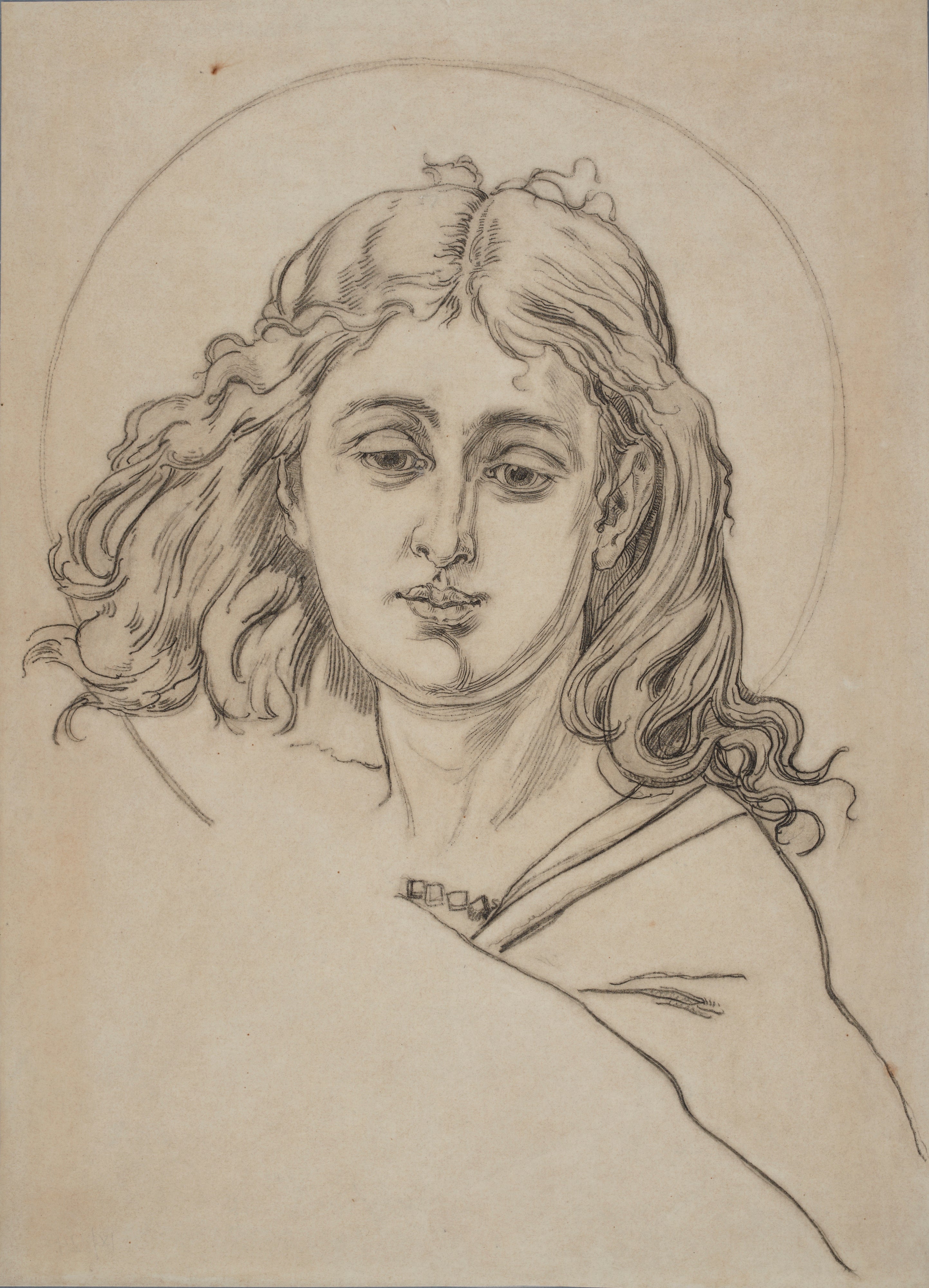 Carton for the polychromie of the Sainte-Marie church - bust of an angel - Jan Matejko