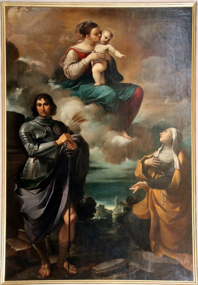 Madonna with Child in Glory with Saint Pancrazio and a Monastic Saint - Guercino