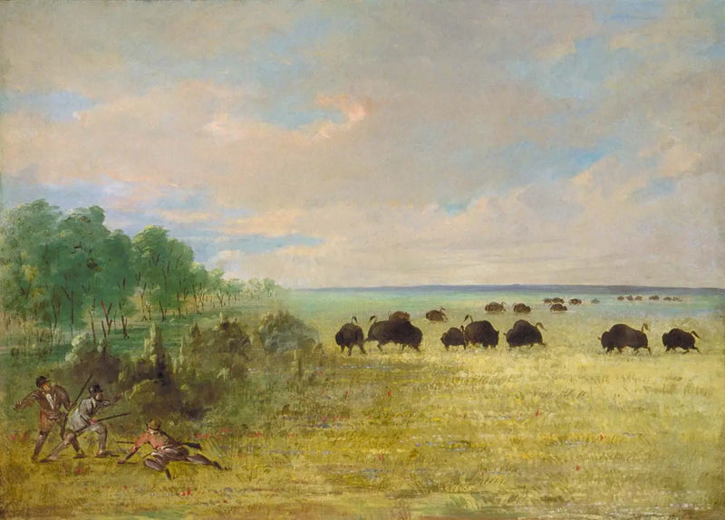 Catlin and Party Chase Buffalo in Texas - George Catlin