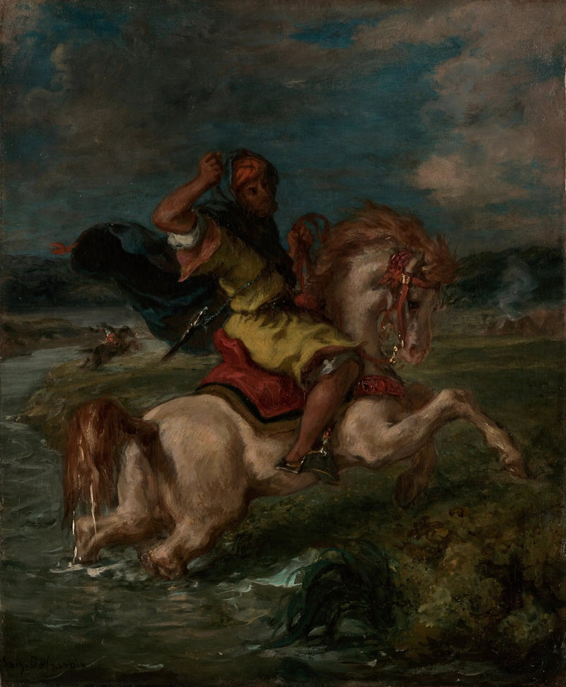 Moroccan Cavalryman Crossing a Ford - Eugène Delacroix