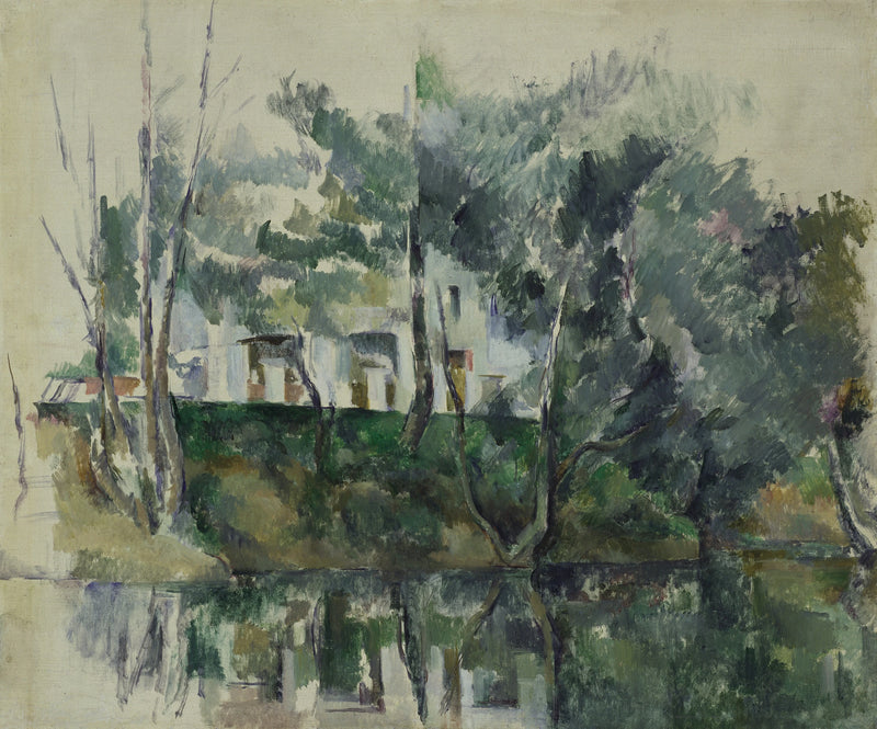 Trees and Houses by the Water - Paul Cézanne