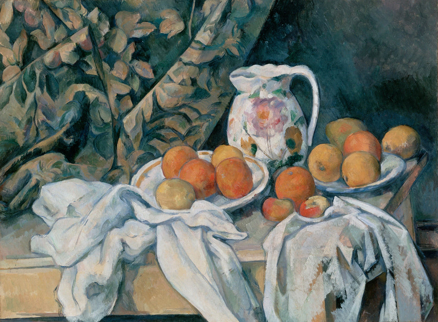 Still Life with Curtain and Flowered Pitcher - Paul Cézanne