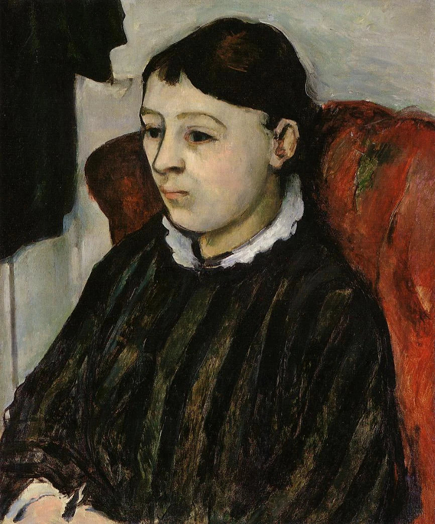 Madame Cezanne in Striped Dress - Paul Cézanne