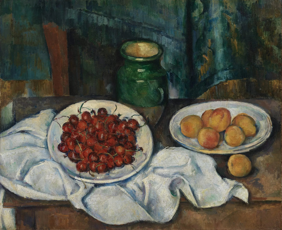 Apricots and cherries on a plate - Paul Cézanne
