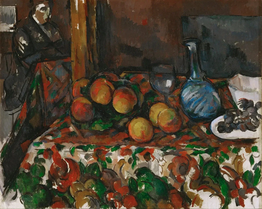 Peaches, Carafe and Figure - Paul Cézanne