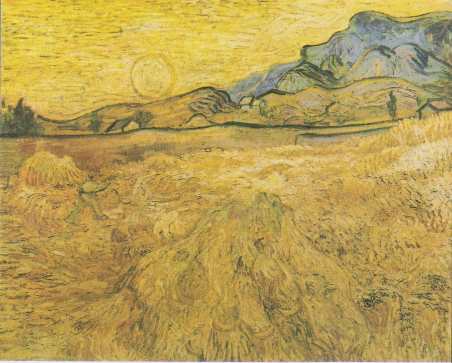 Wheat Field with Reaper and Sun - Vincent van Gogh