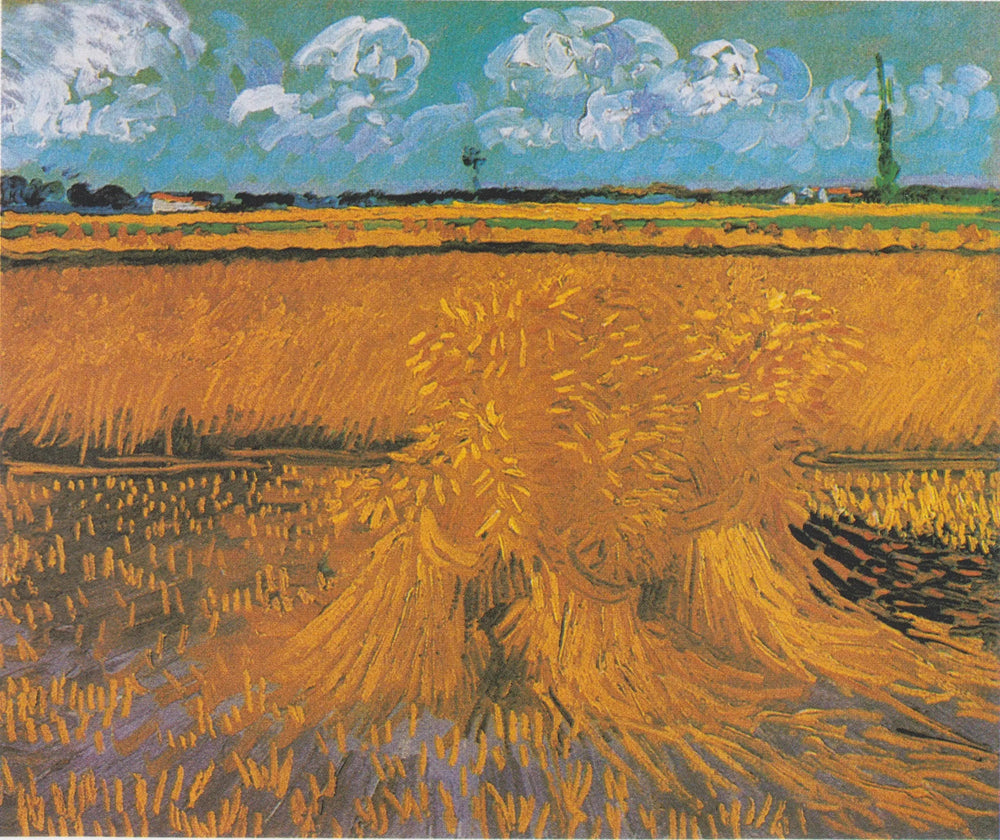 Champ de blé avec gerbes - Vincent van Gogh image 1 reproduction de peinture à l’huile