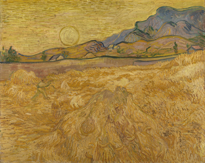 Wheat Field with Reaper and Sun - Vincent van Gogh