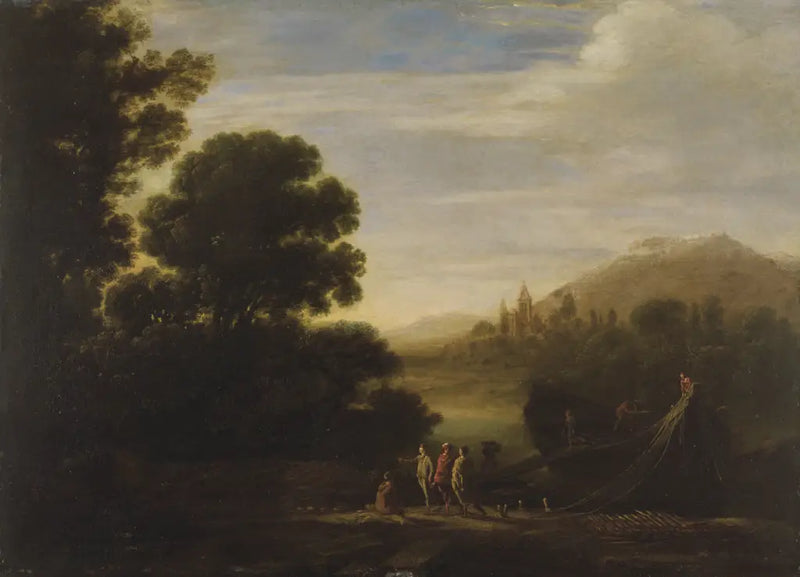 Loading wood in the golden glow of evening - Claude Lorrain