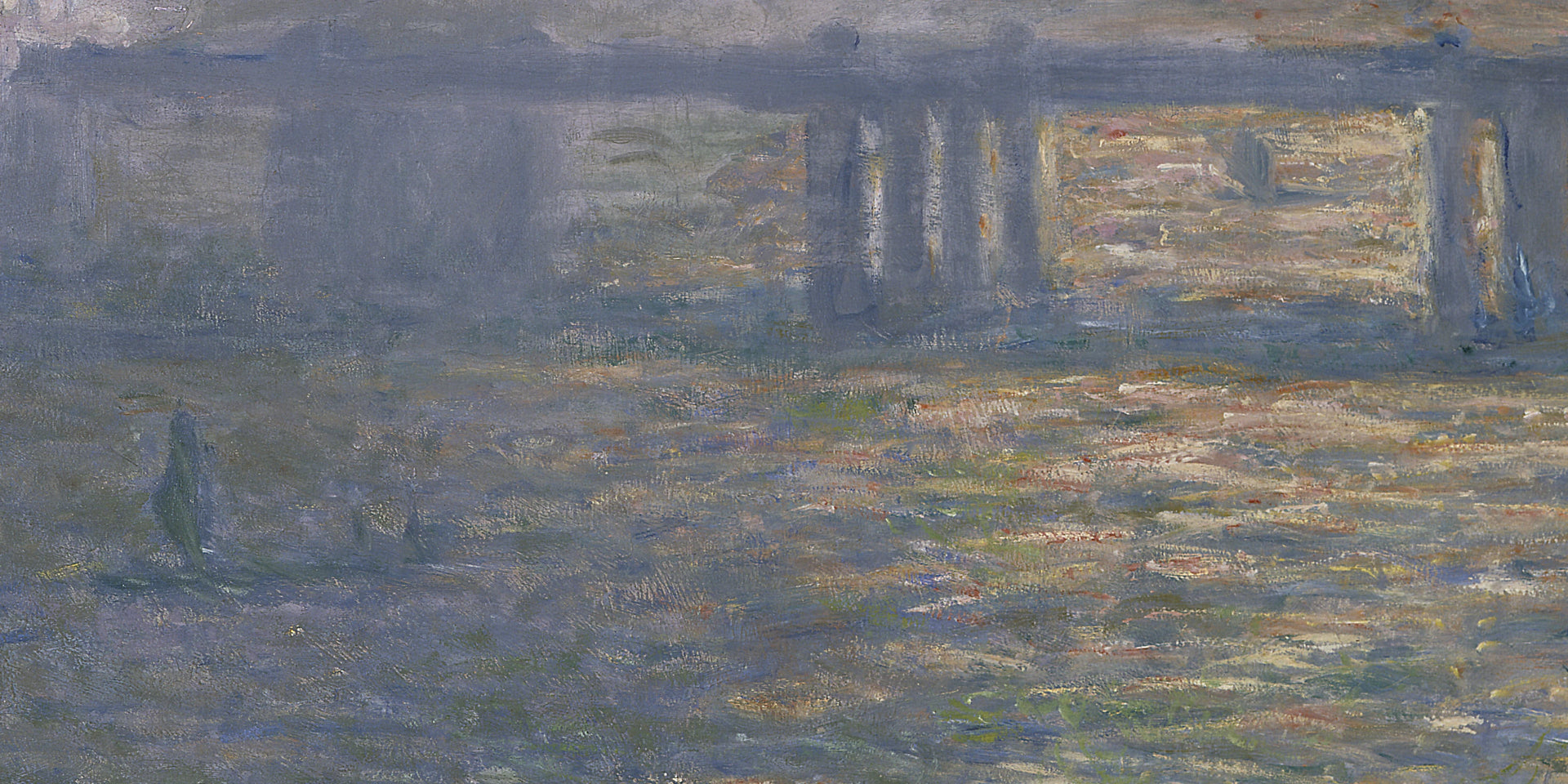 Détail des reflets de la Tamise et des voiliers dans Charing Cross Bridge W1548