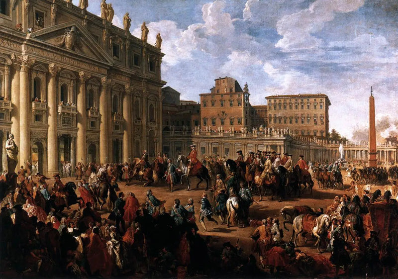 Charles de Bourbon visiting the Saint Peter's Basilica - Giovanni Paolo Panini