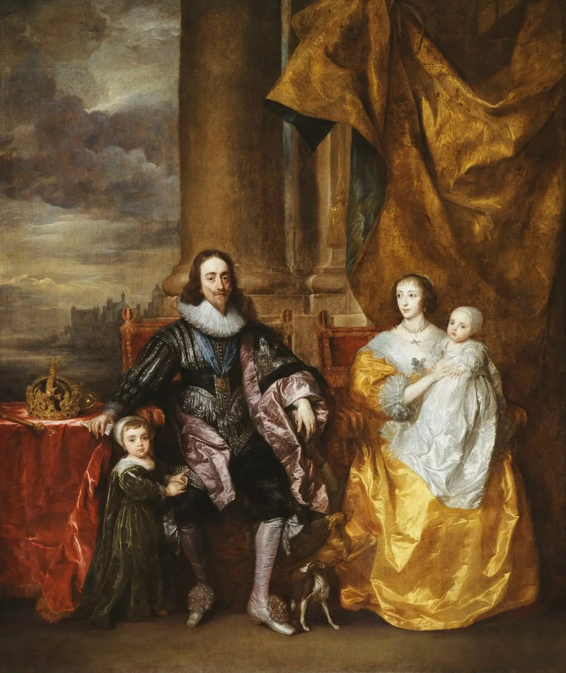 Charles I and Henrietta Maria with their two eldest children, Prince Charles and Princess Mary - Antoine van Dyck