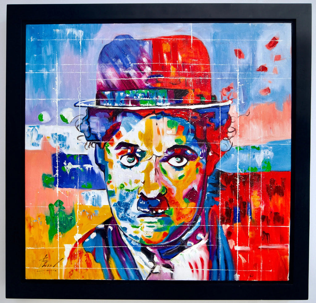 Charlie Chaplin Pop Art | 55 x 55 cm image 1 reproduction artisanale de tableau