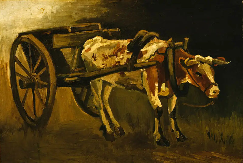 Cart with Red and White Ox - Vincent van Gogh