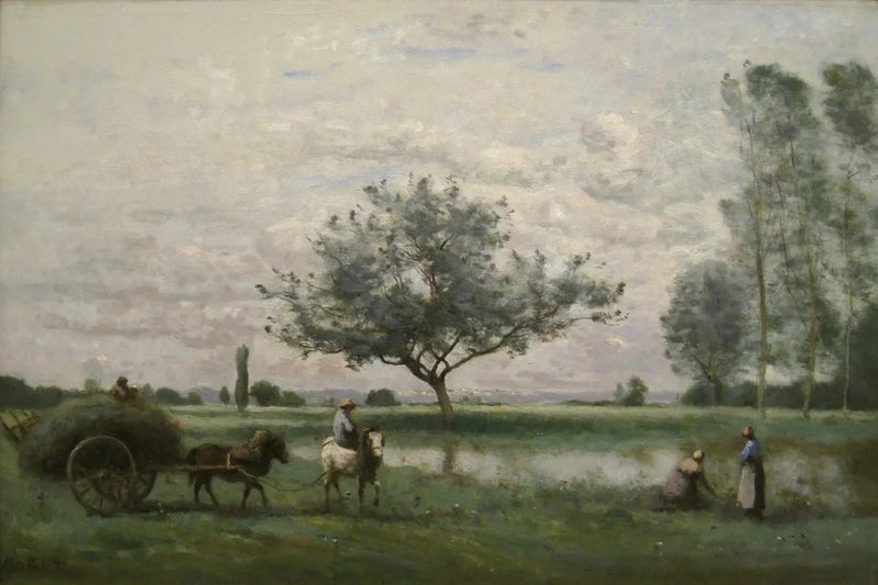 Hay Cart Along a River - Jean-Baptiste Camille Corot