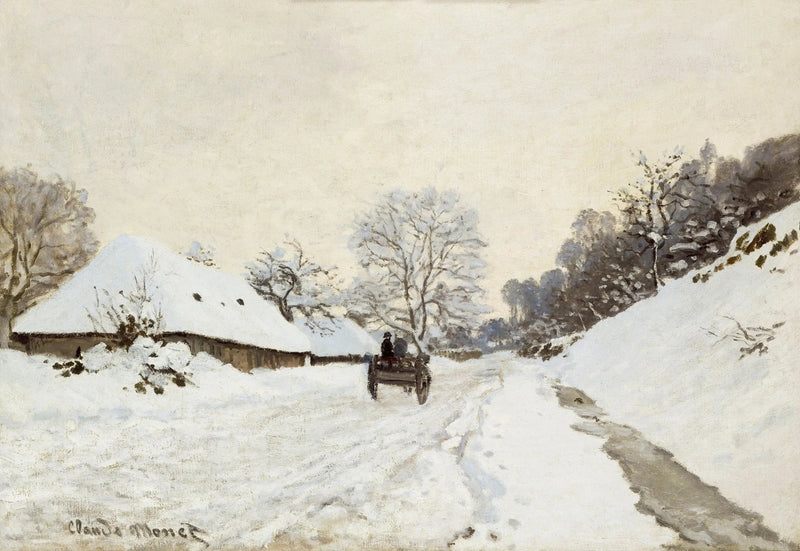 La Charrette, road under the snow in Honfleur W50 - Claude Monet
