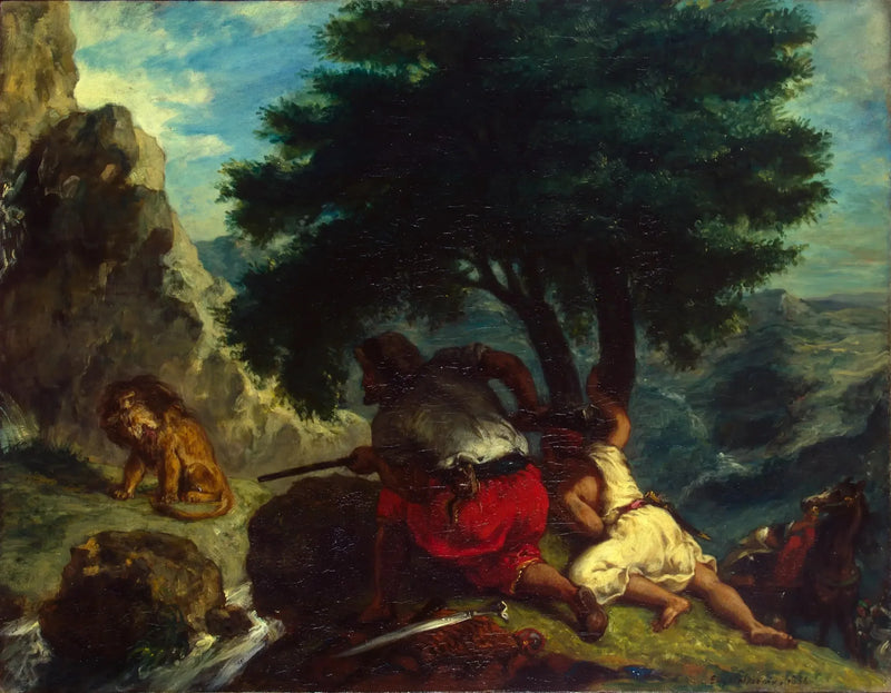 Lion Hunt in Morocco - Eugène Delacroix