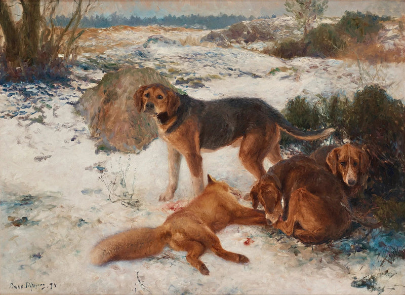 Fox hunting with hounds - Bruno Liljefors