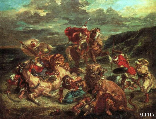 Chasse de lion - Eugène Delacroix - Reproductions de tableaux et peintures haut de gamme