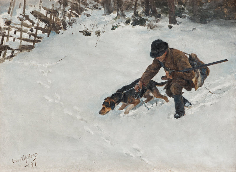 Hunter with dog - Bruno Liljefors