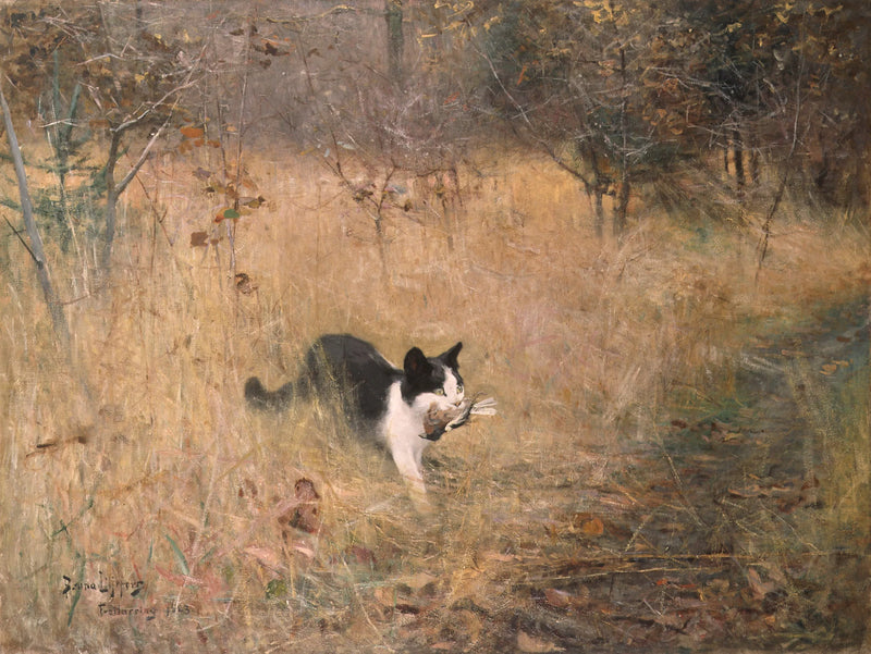 Cat chasing birds - Bruno Liljefors
