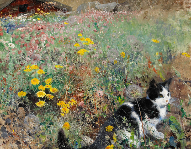 Cat in a Flowery Meadow - Bruno Liljefors