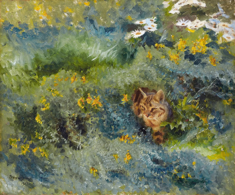 Cat in a Flowery Summer Meadow - Bruno Liljefors