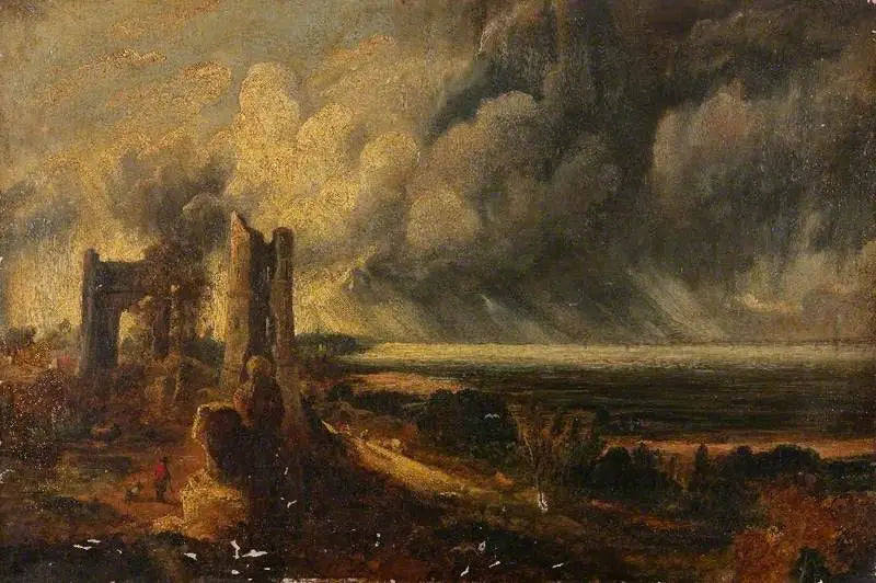 Château de Hadleigh, l'embouchure de la Tamise – Matin après une nuit orageuse - John Constable image 1 copie peinte à la main à l’huile