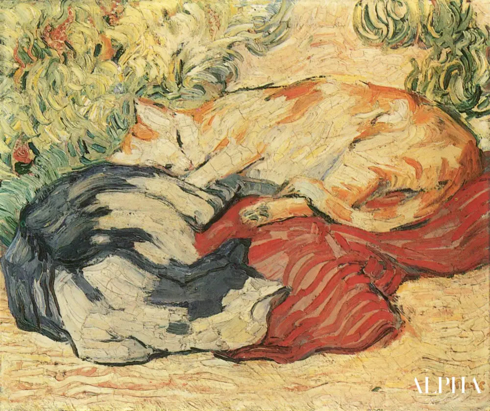 Chats sur le chiffon rouge - Franz Marc - Reproductions de tableaux et peintures haut de gamme