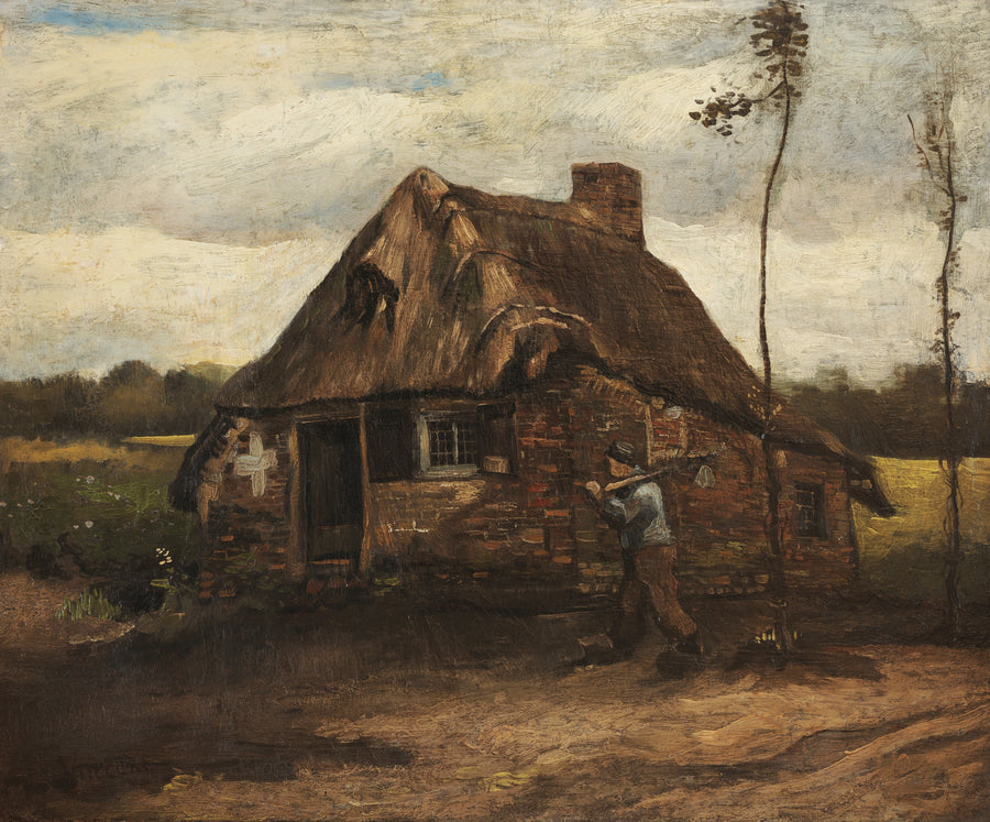 Scene of a cottage with a peasant returning home - Vincent van Gogh