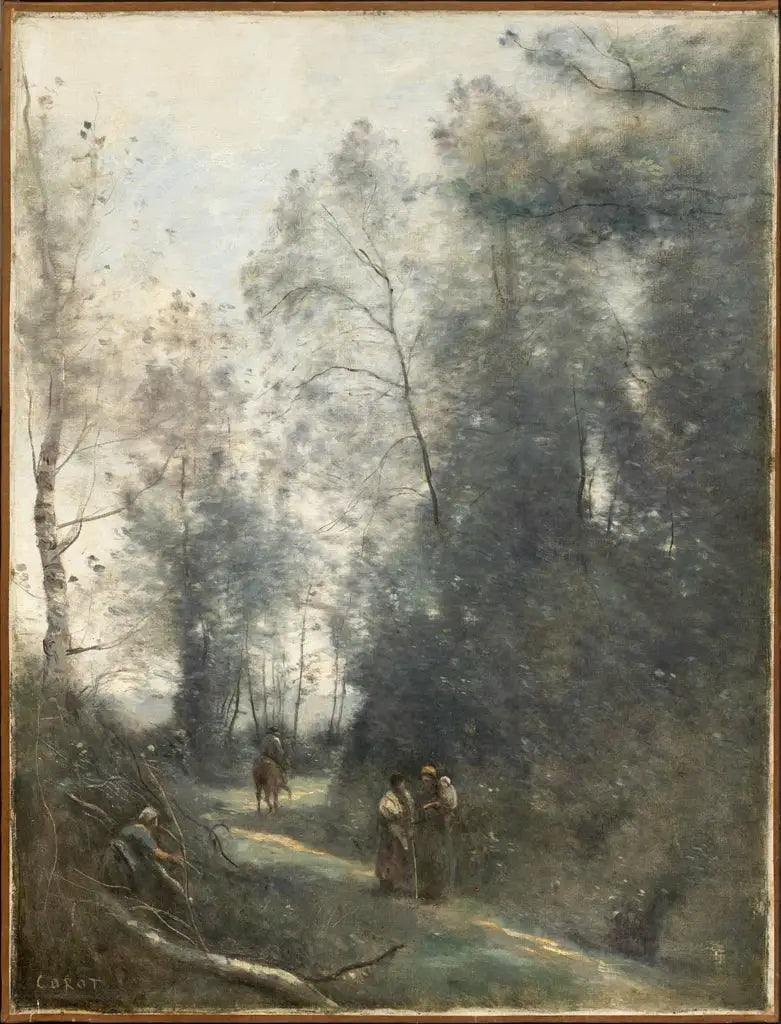 Winding Path with Three Peasants and a Rider - Jean-Baptiste Camille Corot