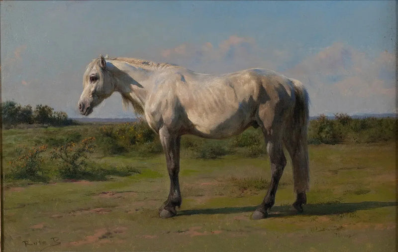 White horse in a meadow - Rosa Bonheur