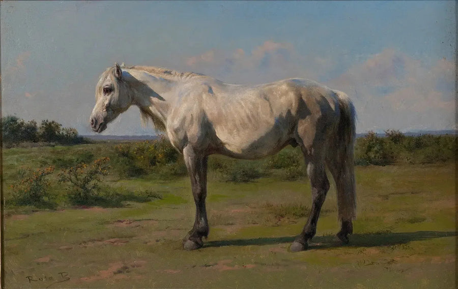 White horse in a meadow - Rosa Bonheur