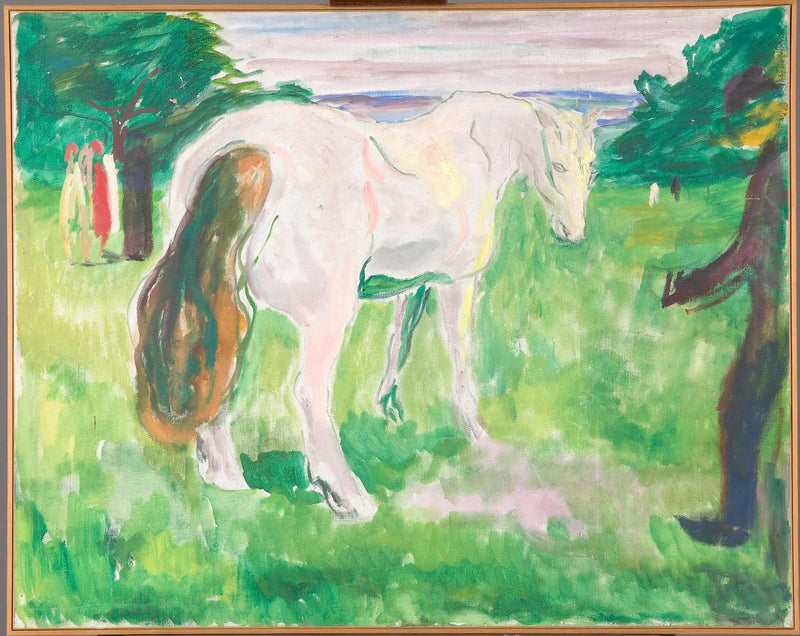 White Horse in a Green Meadow - Edvard Munch