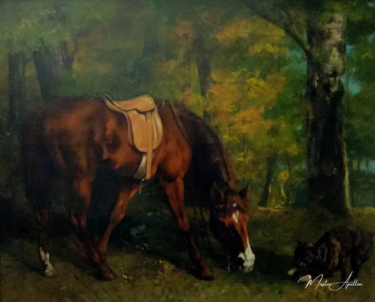 Cheval dans la forêt - Gustave Courbet - Reproductions de tableaux et peintures haut de gamme