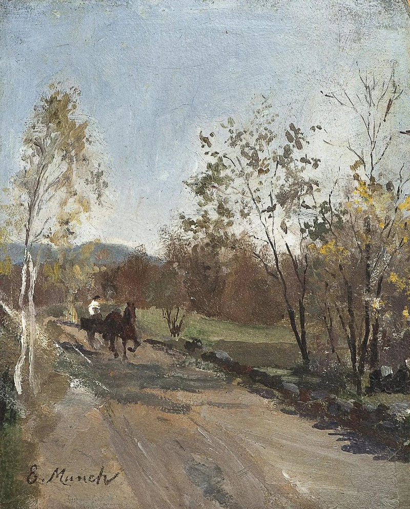 Horse and cart on a country road - Edvard Munch