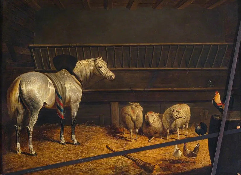 Gray horse in a stable - John Frederick Herring, Sr.