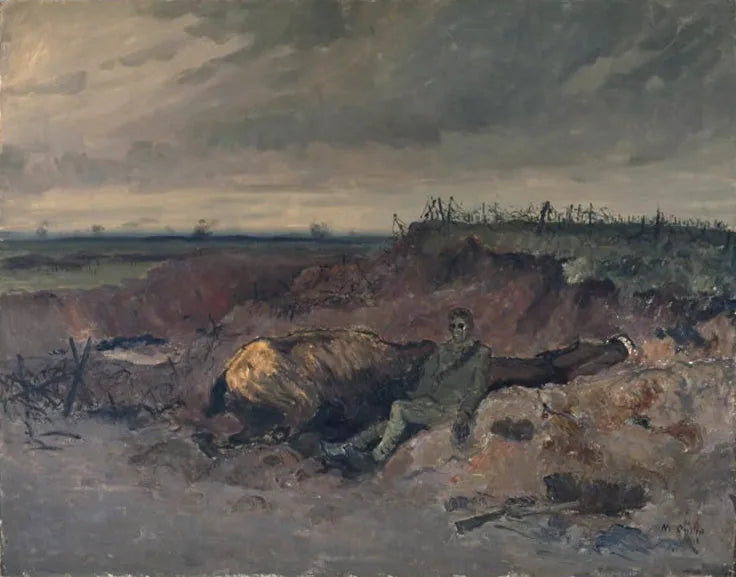 Dead horse and rider in a trench - Maurice Galbraith Cullen