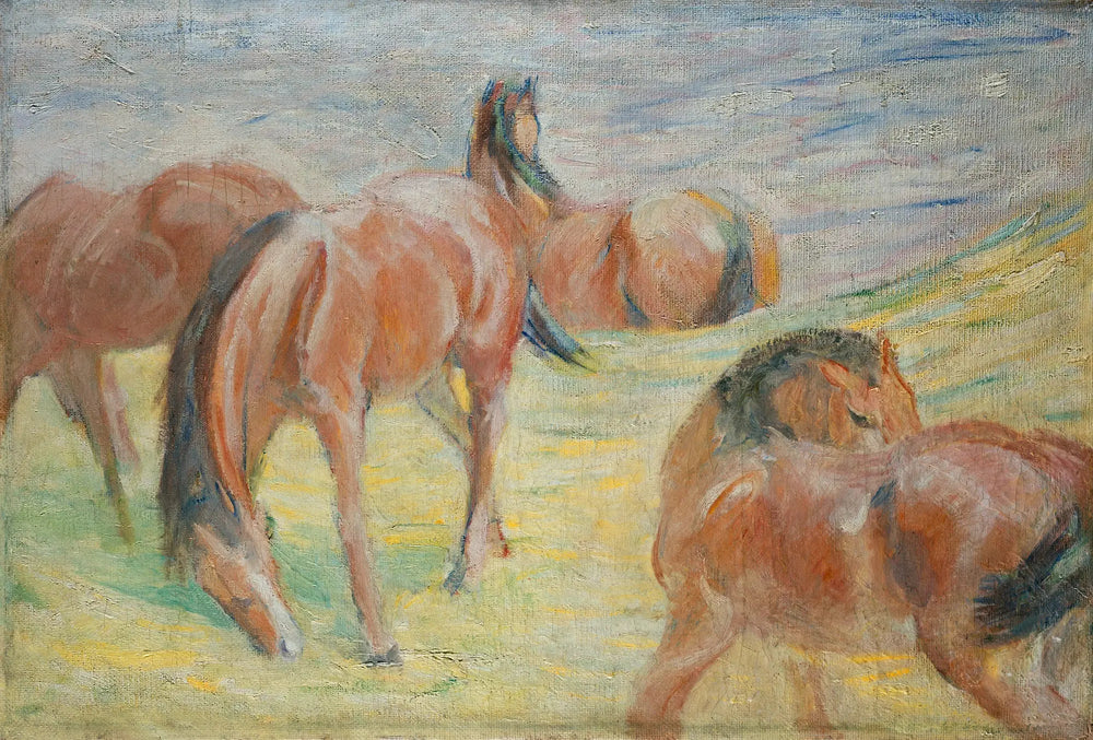 Chevaux au pâturage I - Franz Marc image 1 reproduction de peinture à l’huile