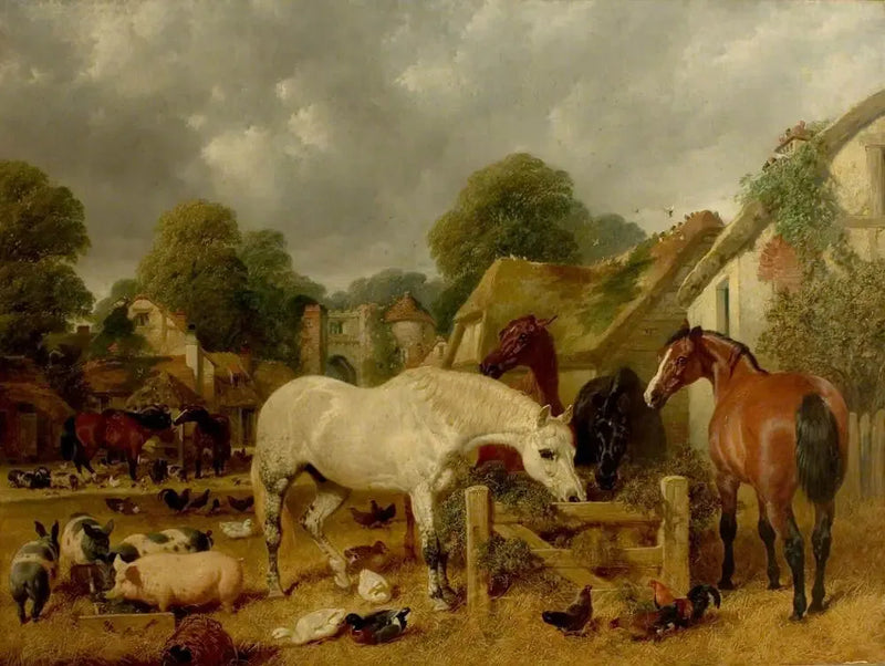 Horses in a paddock - John Frederick Herring, Sr.