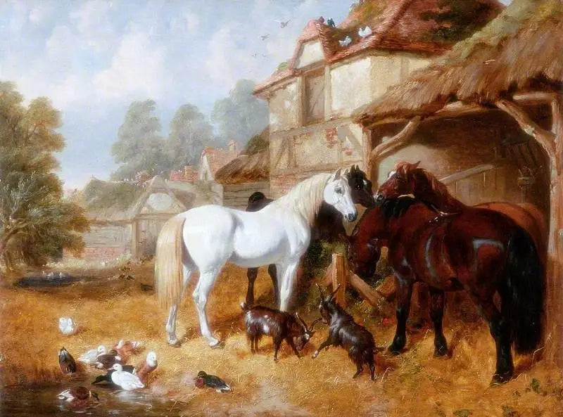Horses in a Farmyard - John Frederick Herring, Sr.