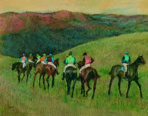 Racehorses in a Landscape - Edgar Degas