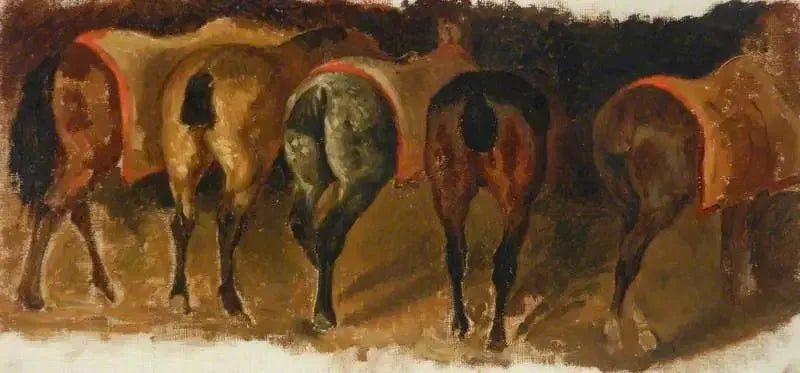 Standing Horses in a Stable - Théodore Géricault