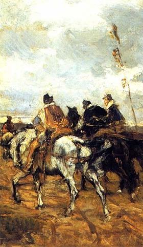Horses and knights - Giovanni Boldini