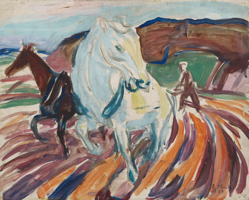 Plowing Horses - Edvard Munch