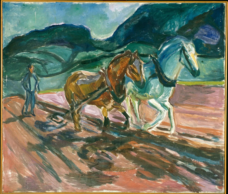 Plowing Horses - Edvard Munch