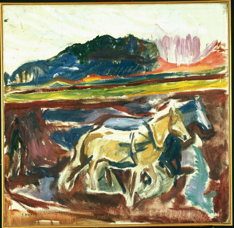 Plowing Horses - Edvard Munch