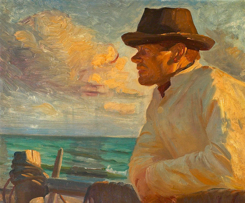 Christoffer in the sun, standing on the sea wall. -Michael Peter Ancher