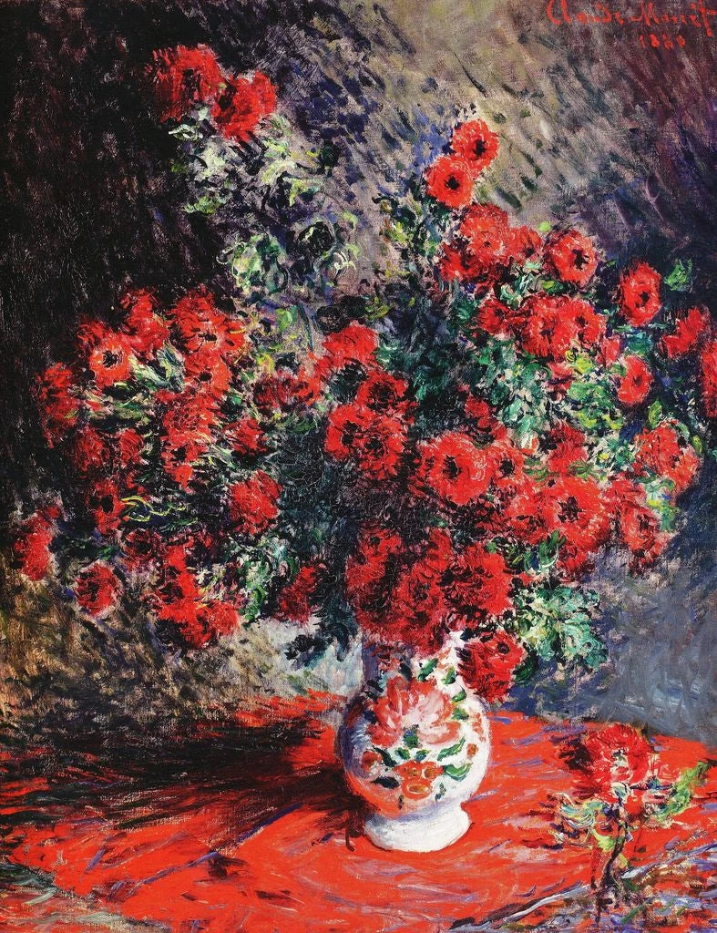 Red chrysanthemums W635 - Claude Monet
