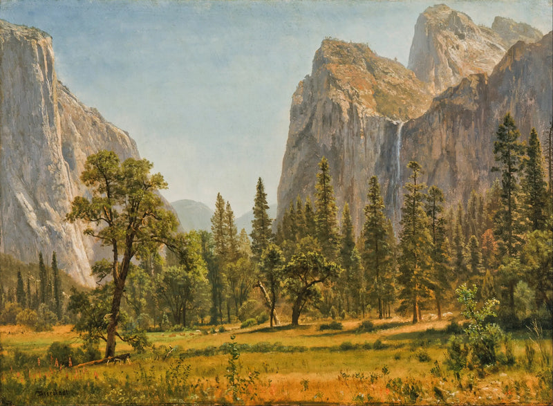 Wedding Veil Fall in Yosemite Valley - Albert Bierstadt